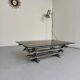 Space coffee table from the 70s, tubular metal and glass, Italian design