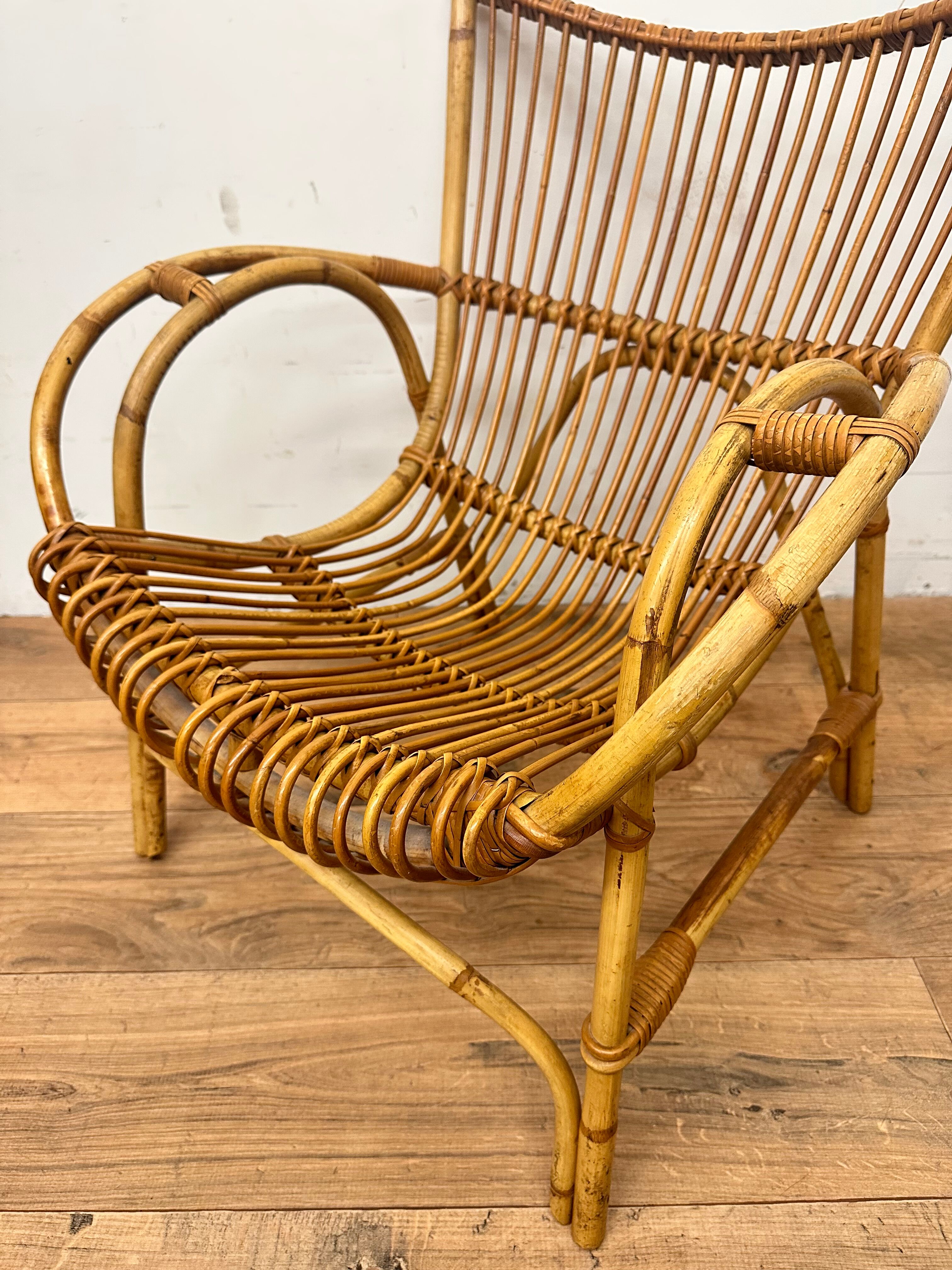 Vintage rattan armchair