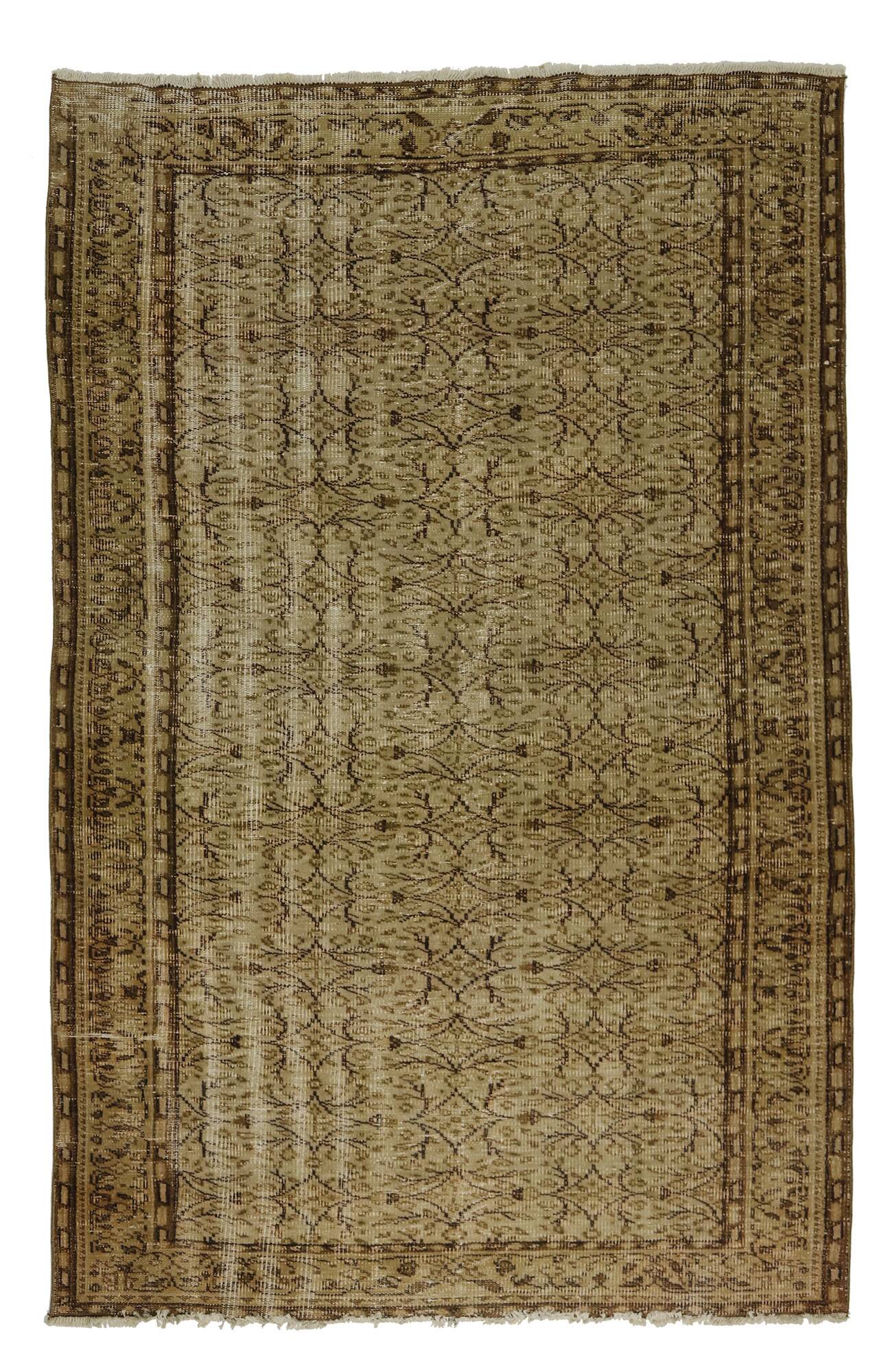 One-of-a-kind turkish handwoven vintage rug - rustic vintage charm 243x 151