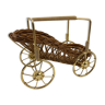 Bottle holder wicker cart and gold metal