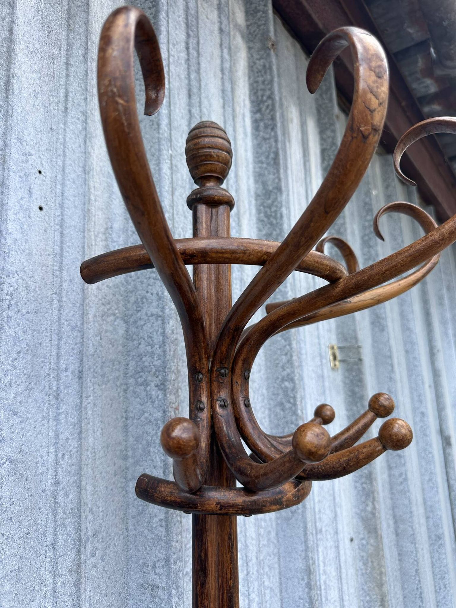 Coat rack umbrella stand curved wood