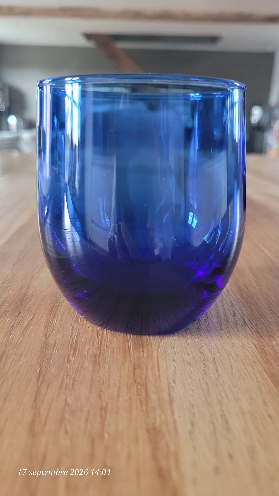 4 verres à eau bleu cobalt