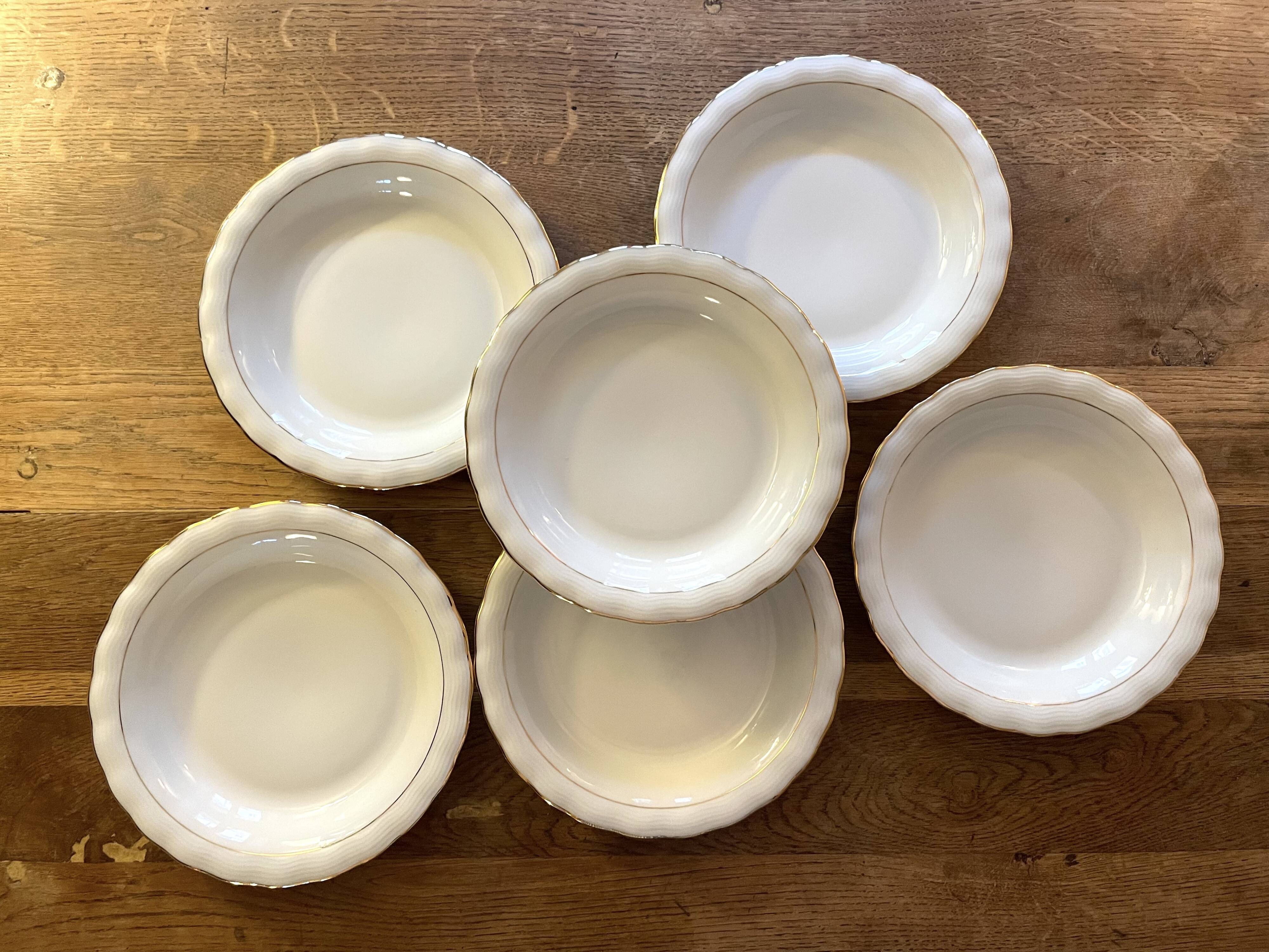 6 Limoges porcelain soup plates signed P. Dessagne in very good condition