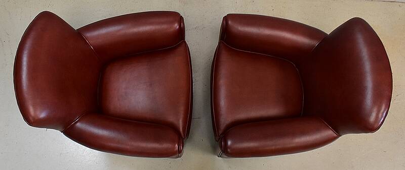 Pair of Small Club Armchairs in Sheepskin - Reproduction