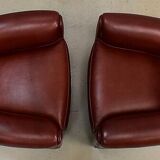 Pair of Small Club Armchairs in Sheepskin - Reproduction