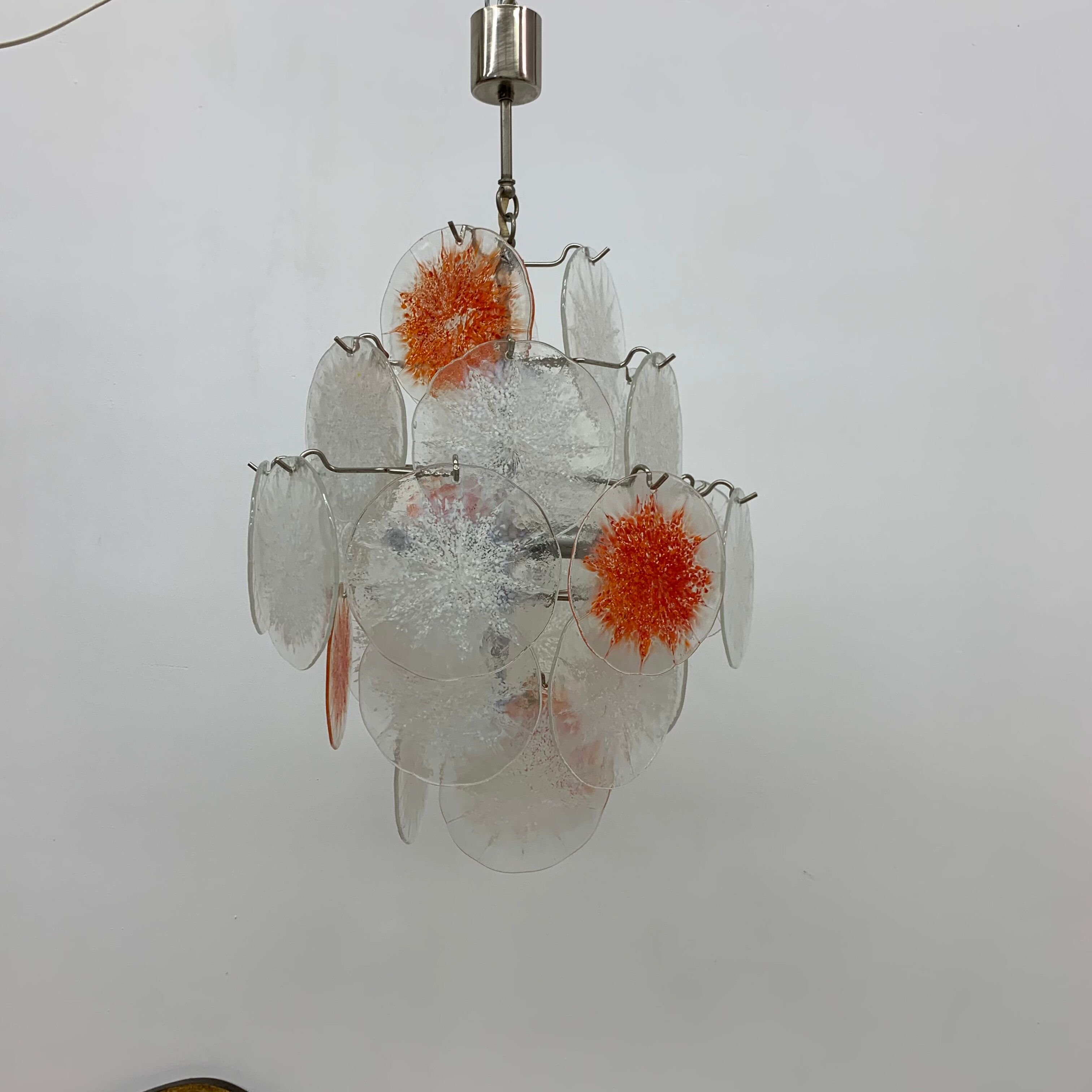 Mid-Century design glass disc chandelier by Vistosi, 1970s