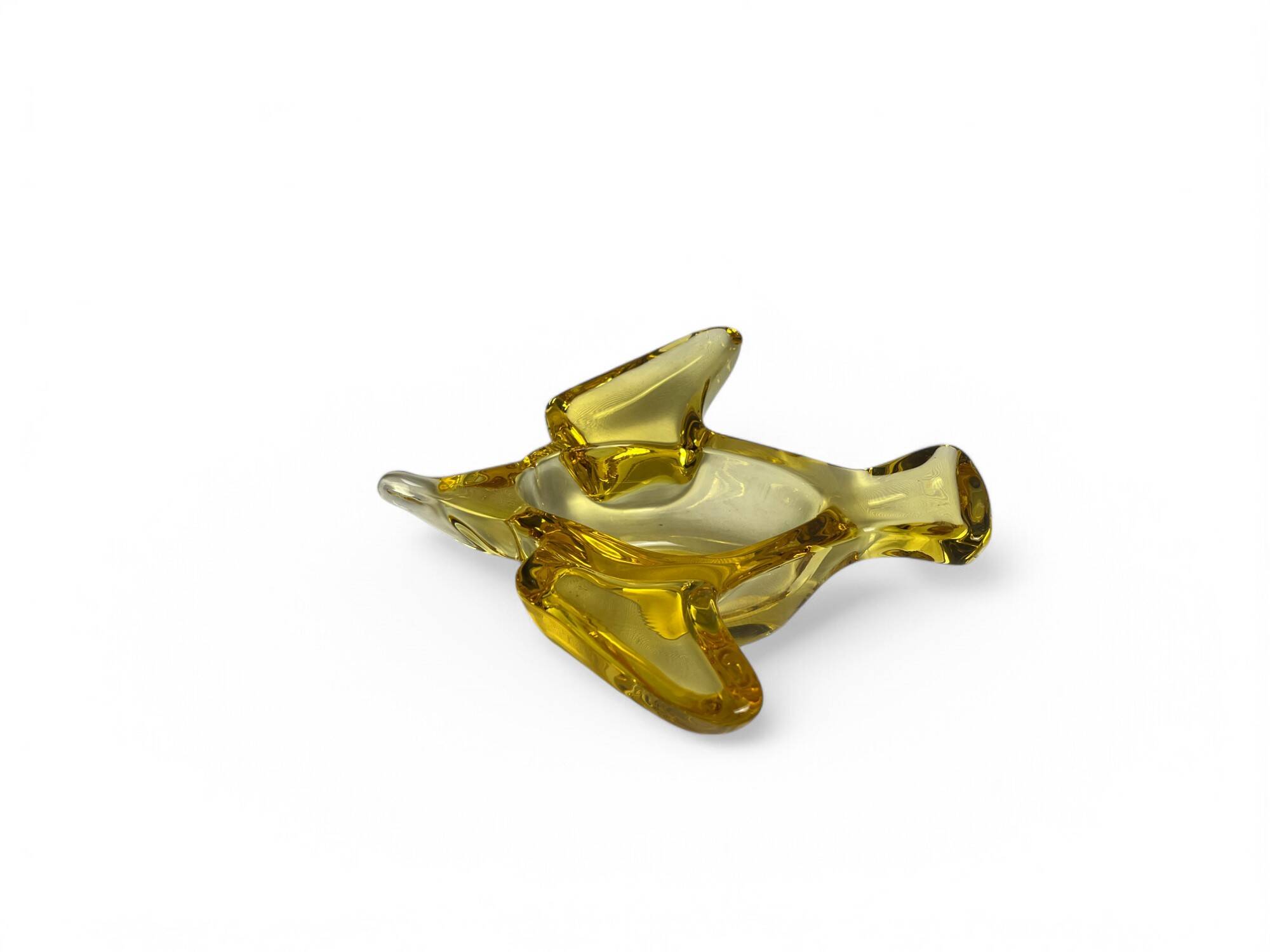 Murano, yellow glass bird-shaped pocket tray, 20th century