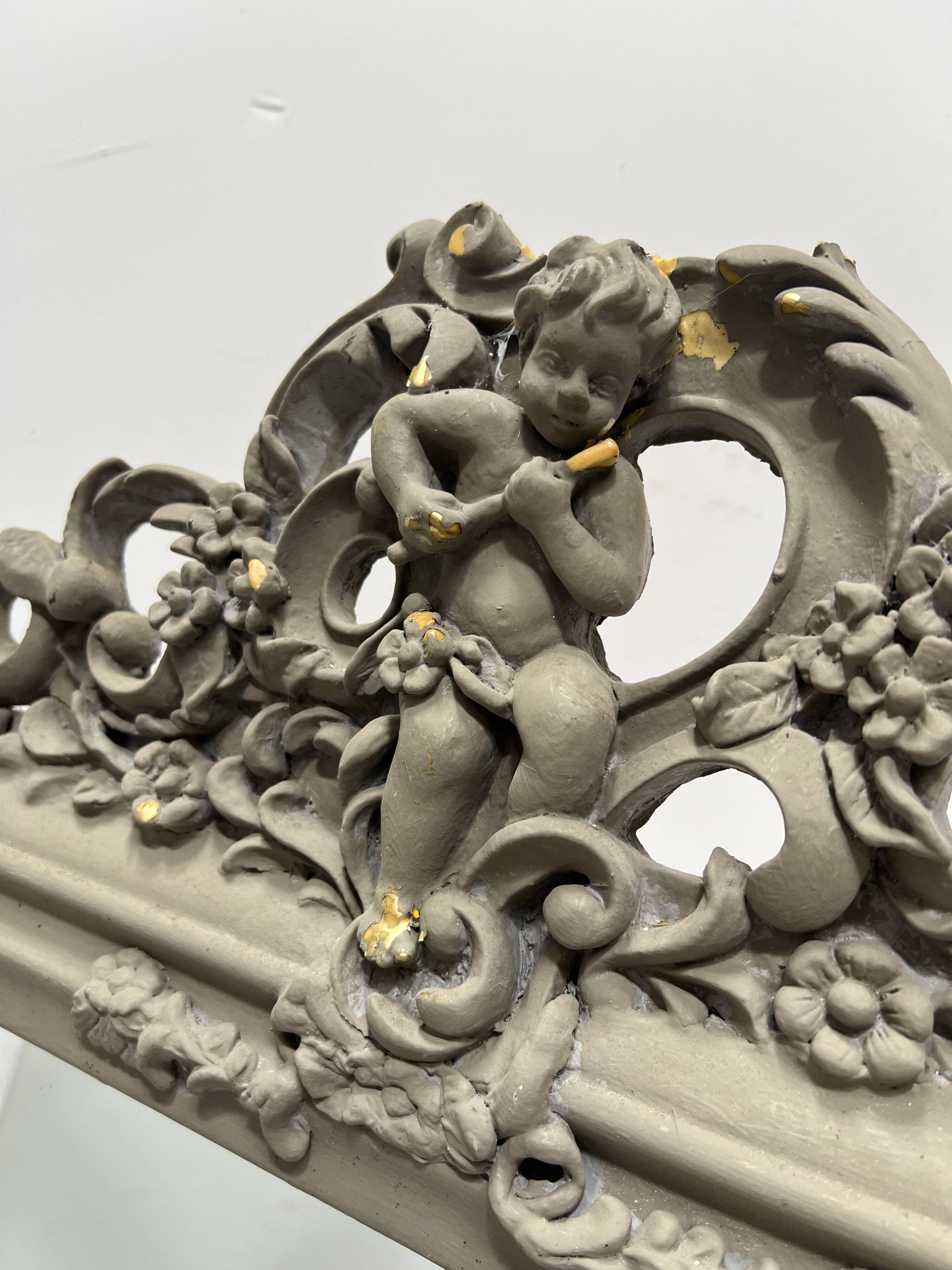 Louis XV style mirror in wood and patinated stucco, 20th century