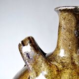 Old stoneware oil jar, glazed and enamelled, 2 handles