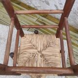 Paire de tabouret assise en paille