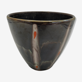 Cache enamelled ceramic pot - keramik 50s