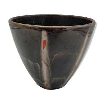 Cache enamelled ceramic pot - keramik 50s