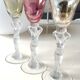 Set of 3 iridescent glasses/Caryatids/Venus base. Royal Bayel Crystal.