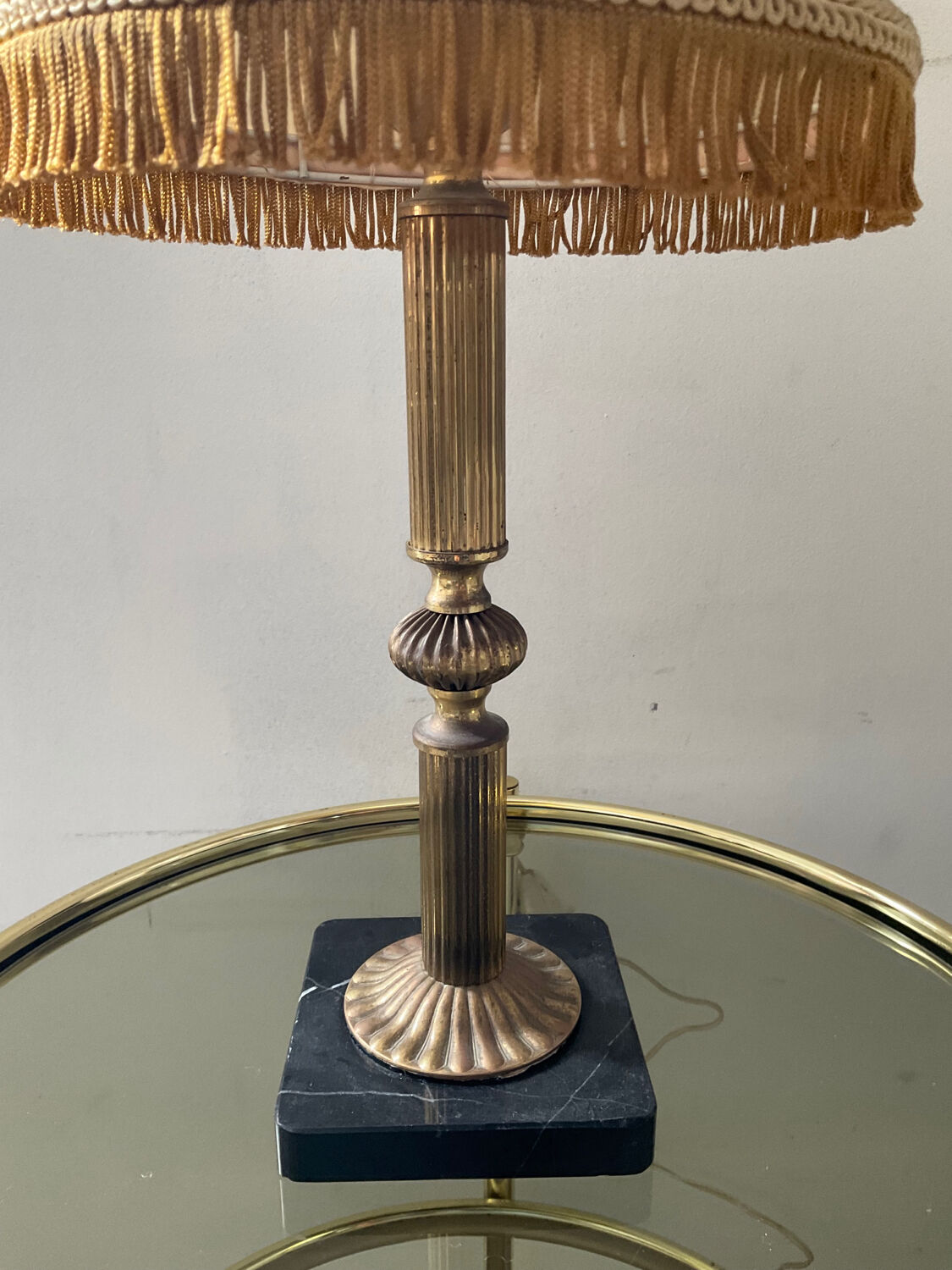 Lampe vintage en marbre et métal doré