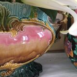 Art Nouveau planter barbotine Majolica 19th