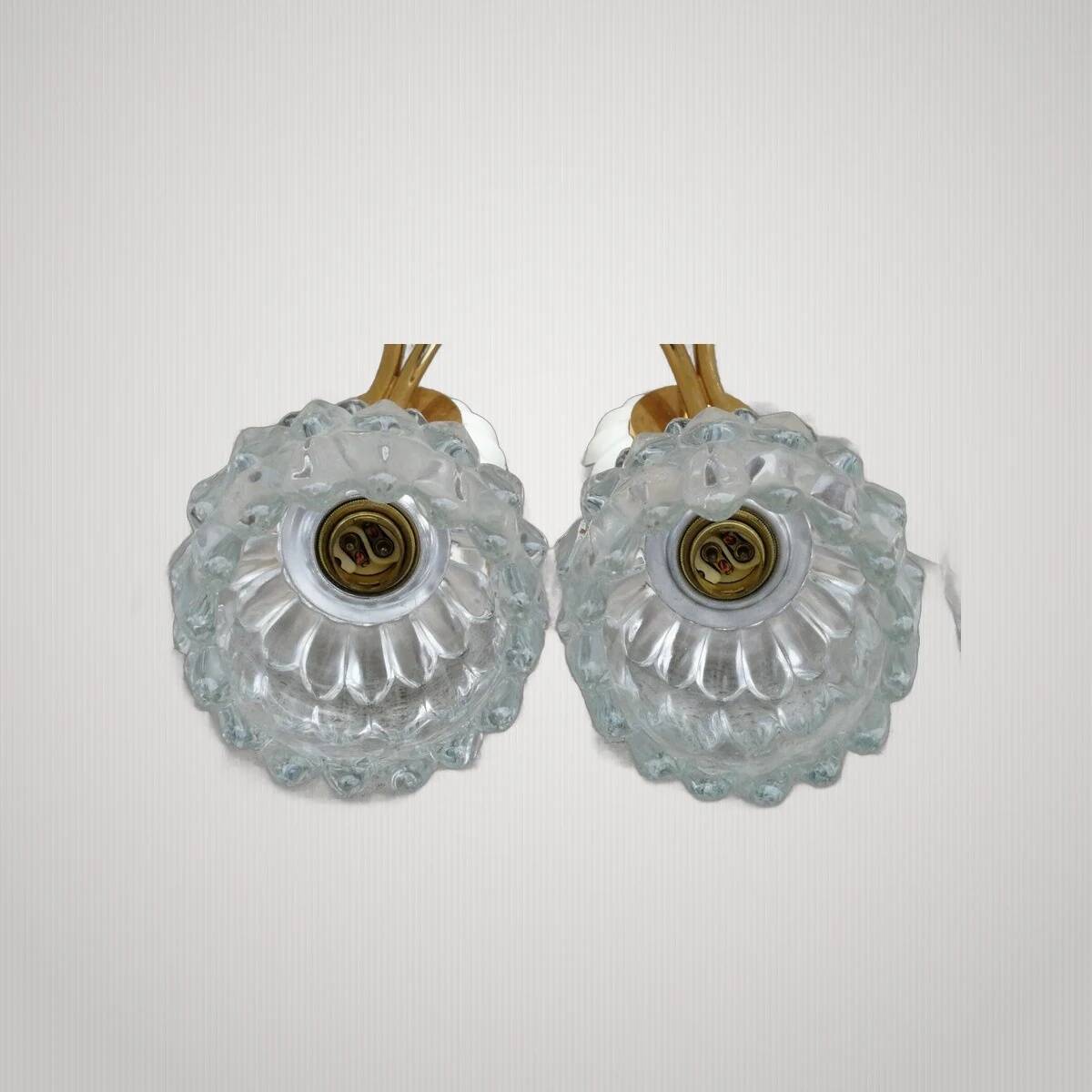 Pair of design wall lights 50s 60s lotus flower shape? Arlus? Lamp light.