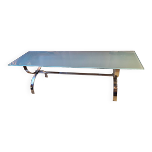 Table basse chrome et - verre
