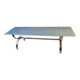 Chrome and glass coffee table (oval or rectangle)