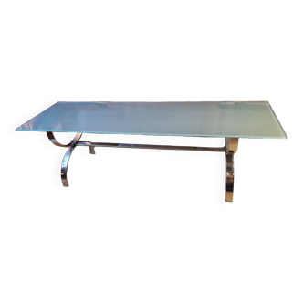 Chrome and glass coffee table (oval or rectangle)
