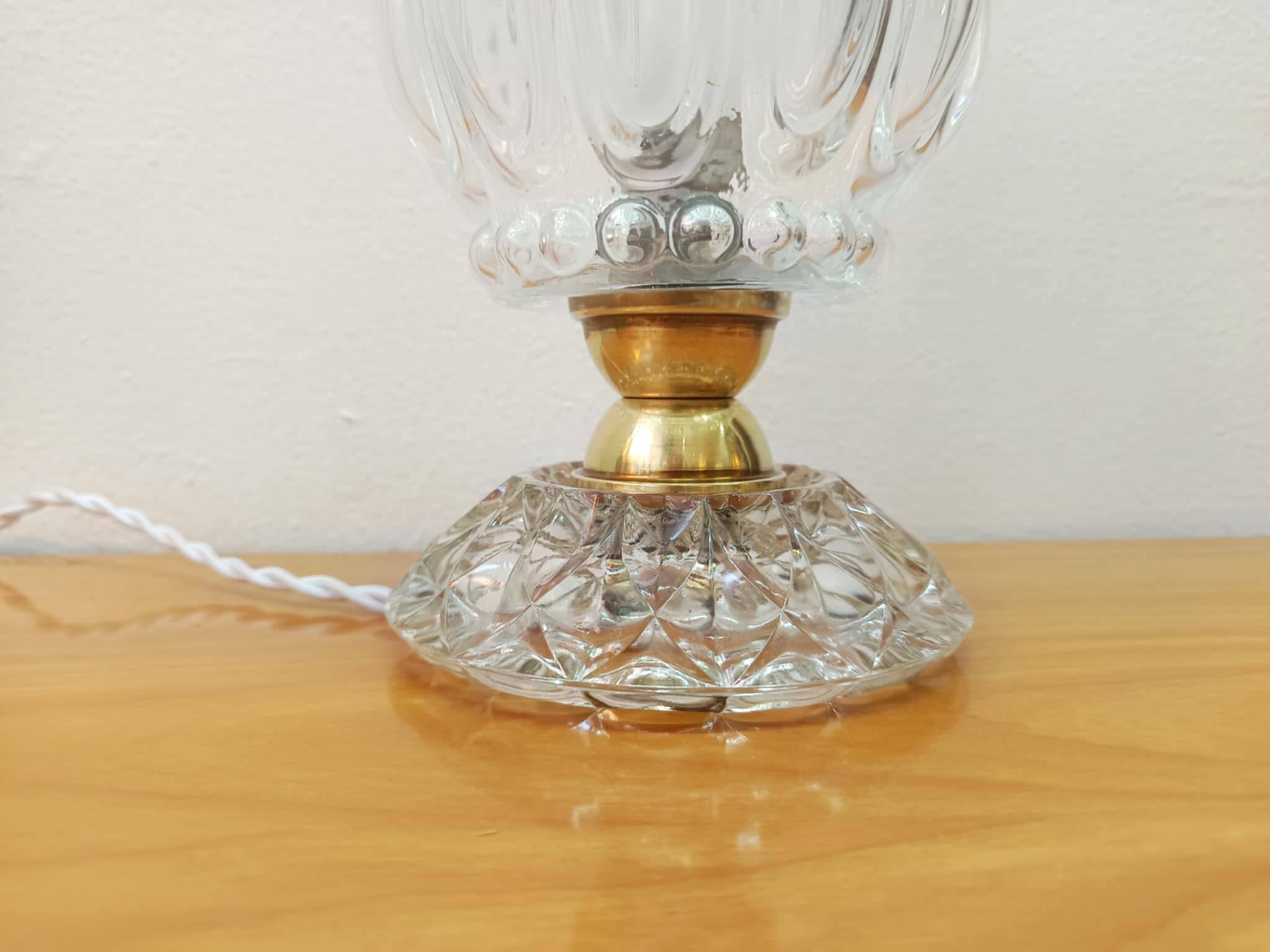 Art Deco glass and brass table lamp