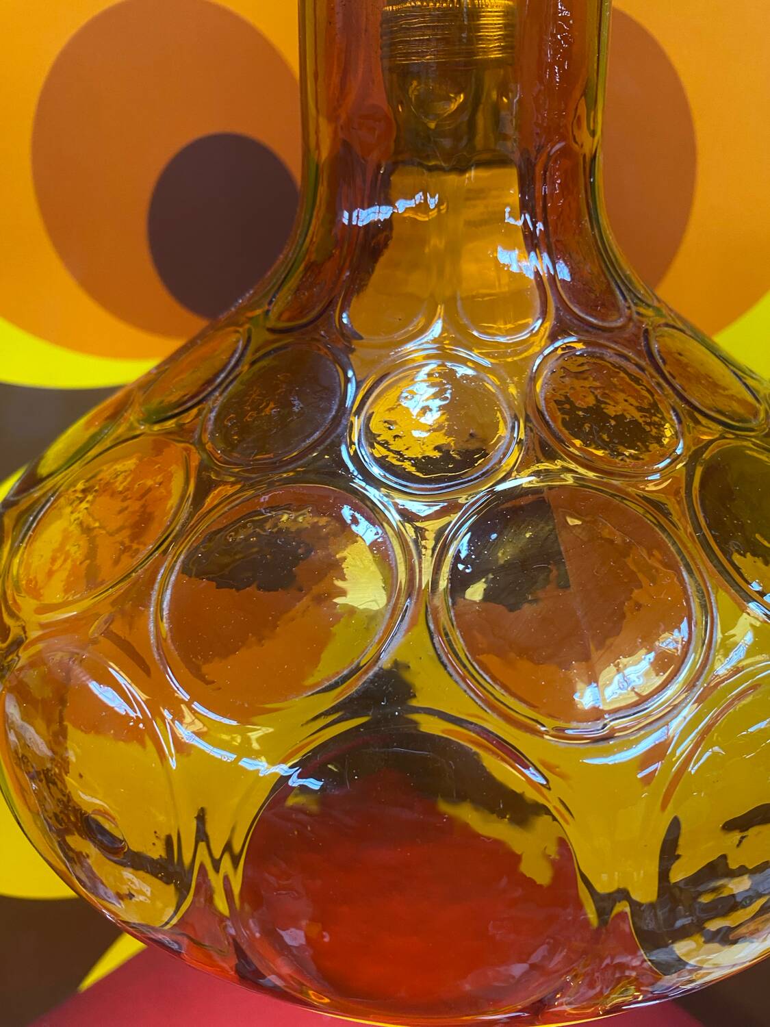 Amber orange Limburg glass pendant light from the 70s