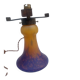 Müller Frères - Pied de Lampe verre marmoréen orange bleu & fer forgé