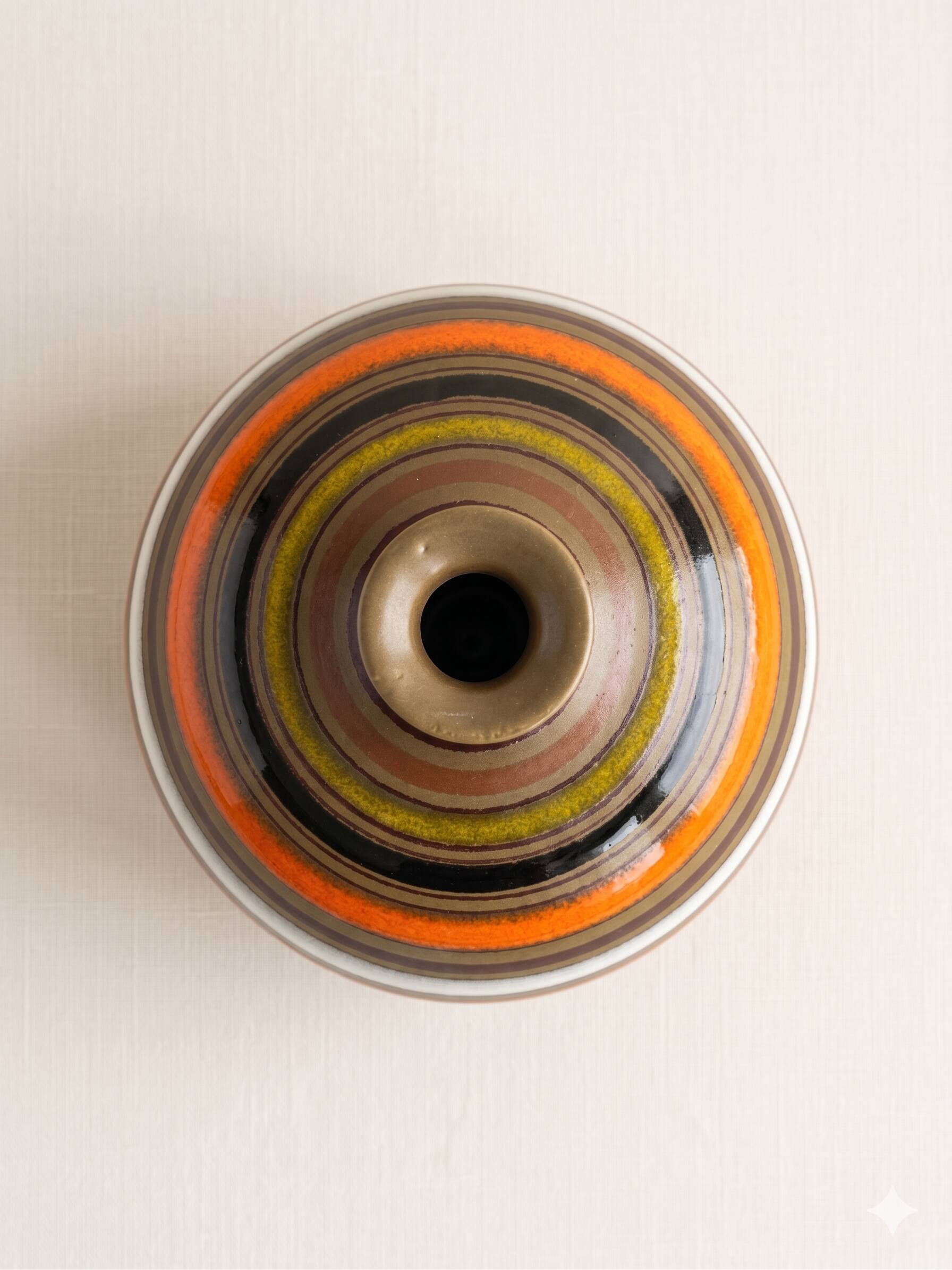 Round banded vase, Aldo Londi for Bitossi, Italy, 1970–1972