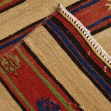 Vintage Sand Beige & Blue Kilim Runner Rug, 70x258Cm