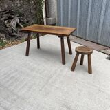 Brutalist coffee table + stool