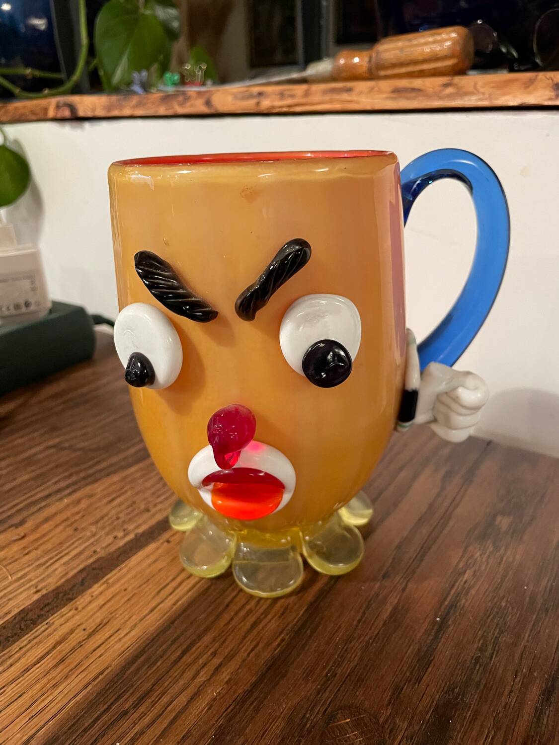 Vase chope verre Murano clown vintage