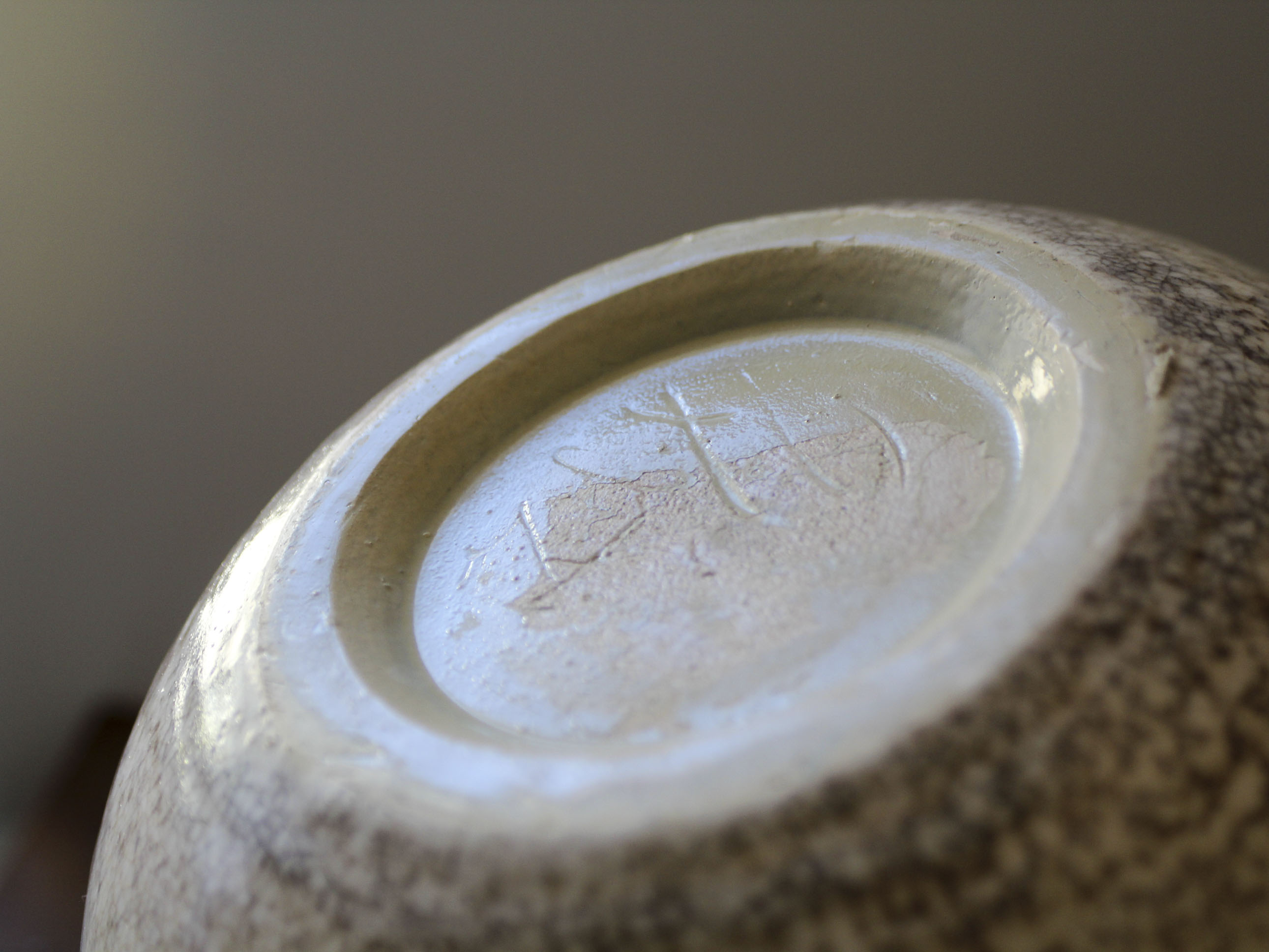Art Deco glazed ceramic ball vase signed