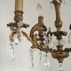 French Vintage Bronze and Glass 4 Light Art Nouveau Crystal Chandelier