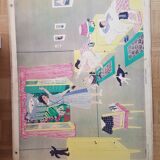 Ancienne affiche scolaire 1950 bi faces