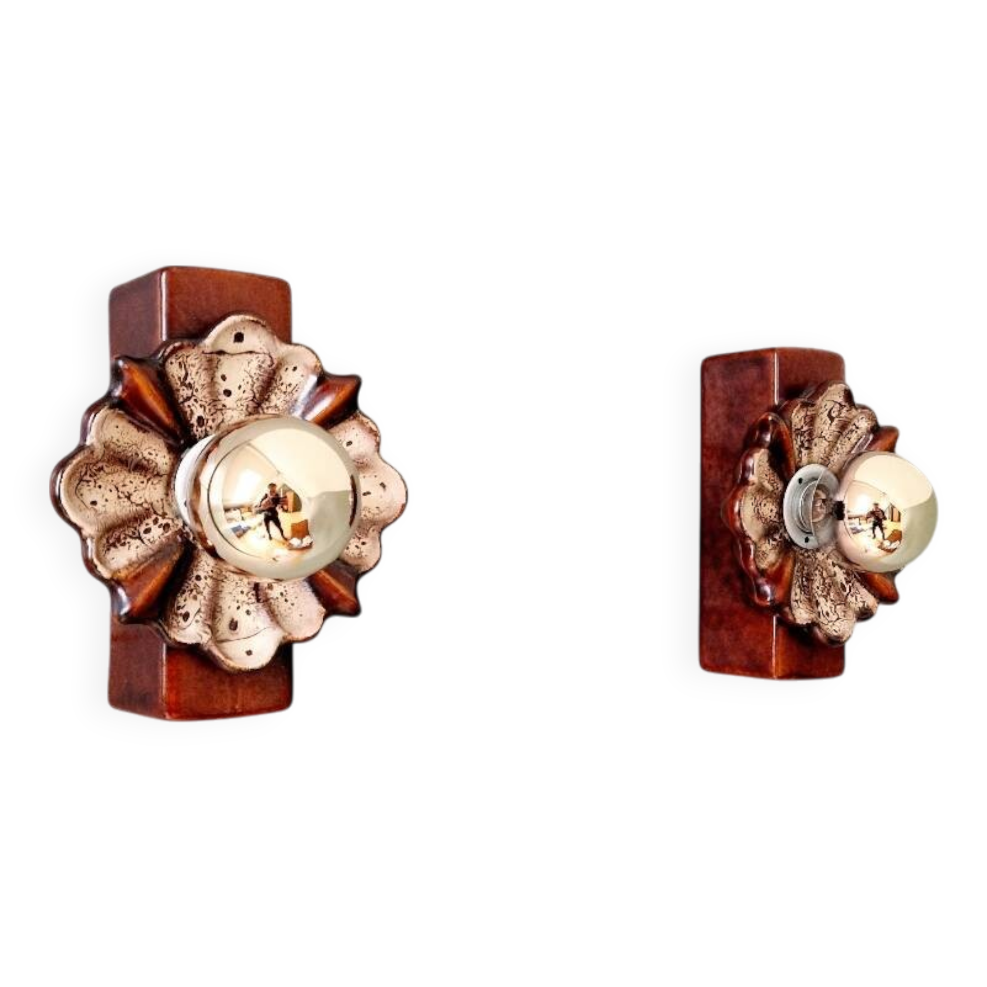Paire d'appliques vintage en céramique, années 70