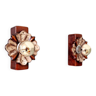Pair of vintage ceramic wall lights, 1970s