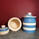 Blue striped kitchen pot