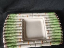 Very beautiful asparagus dish in slipware.