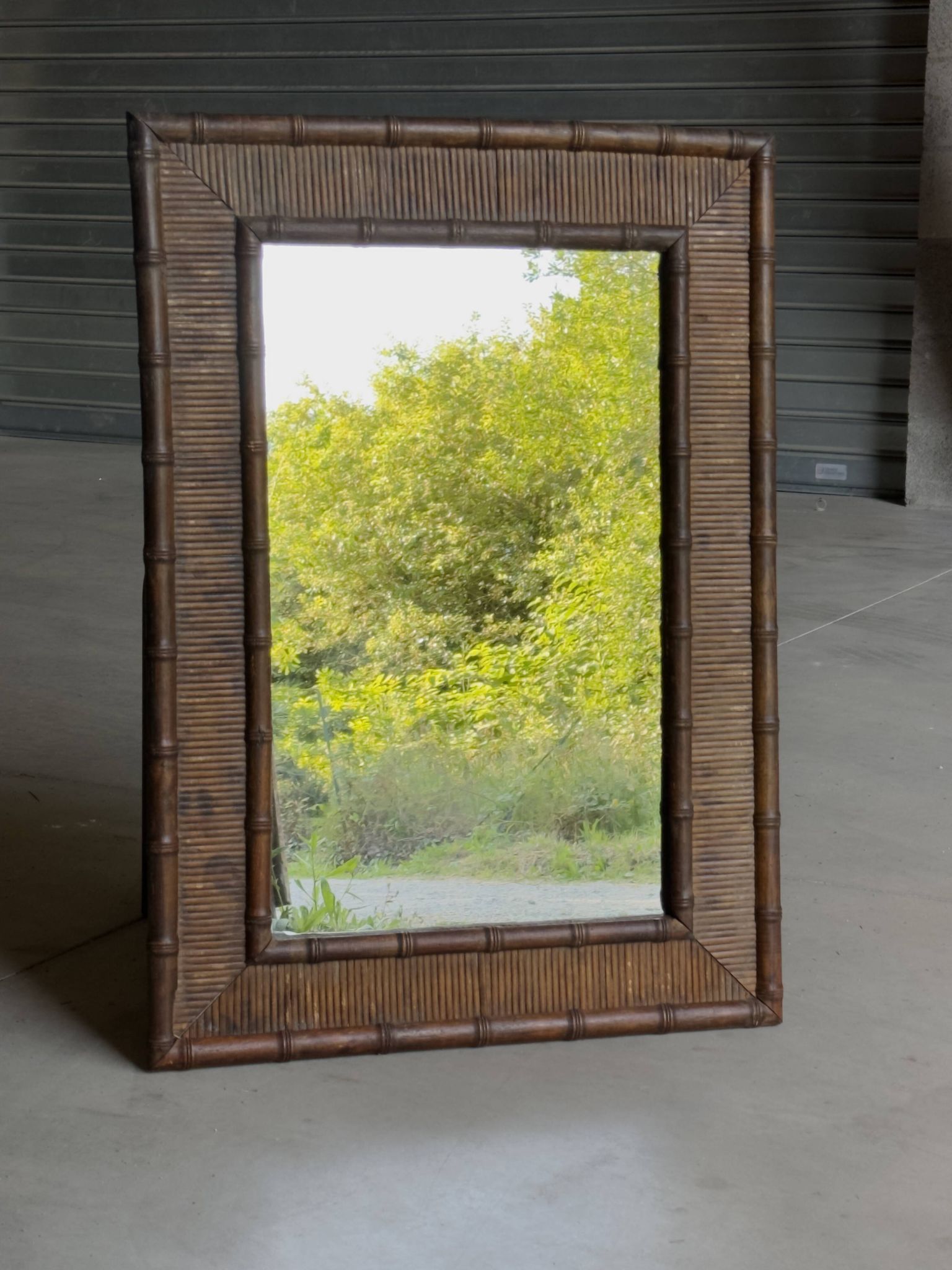 Bamboo and rattan mirror, 1960s-1970s