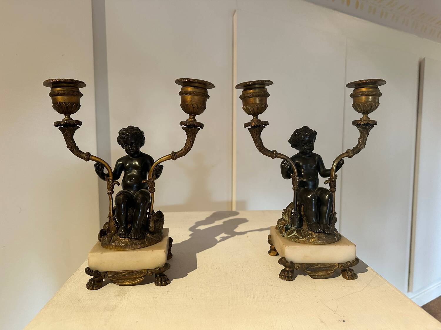 Paire de bougeoir, chandeliers en bronze