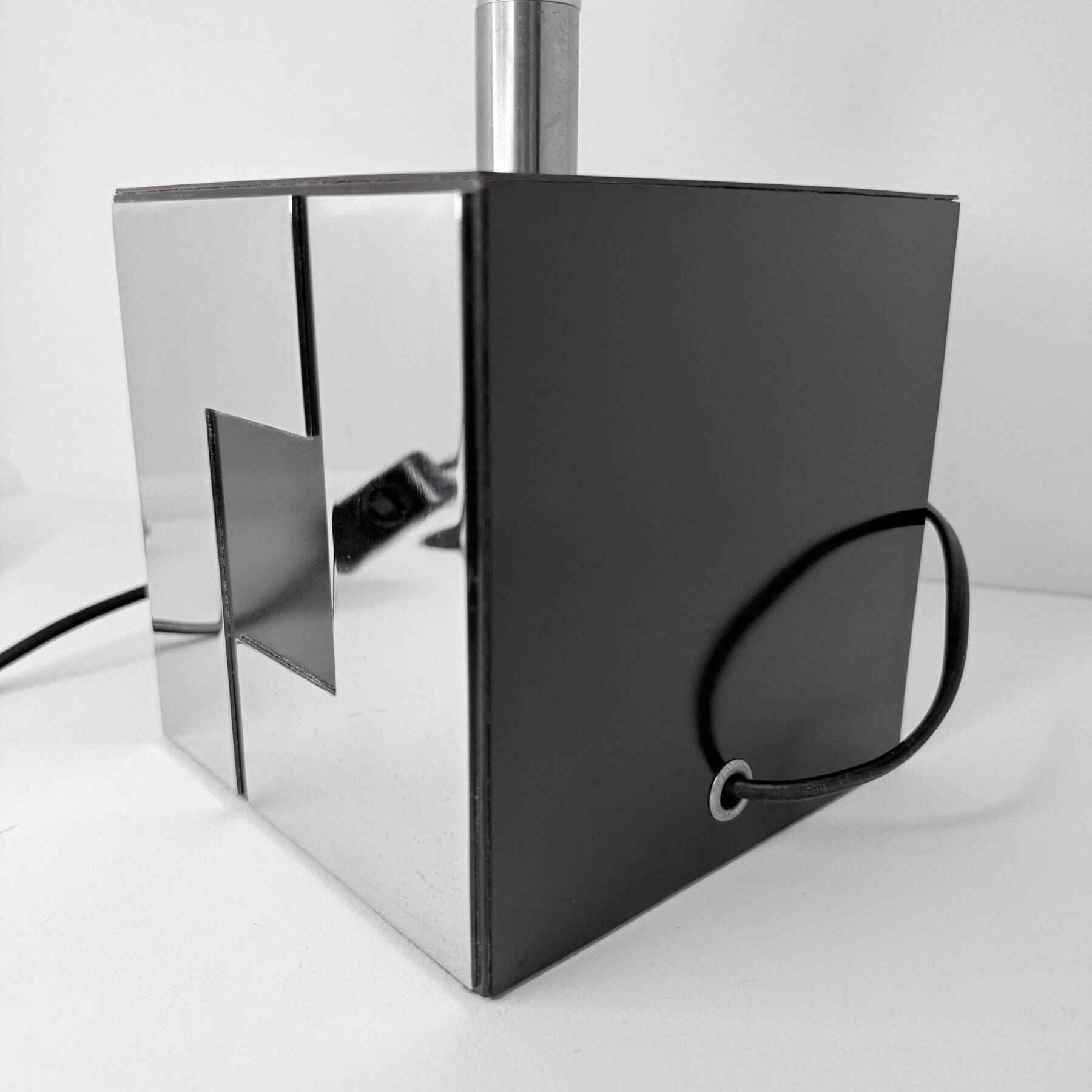 Vintage Cube Lamp • Wood & Metal • Art Deco • 1960