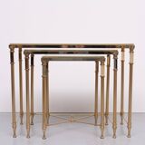 Hollywood Regency Maison Jansen style Brass nesting tables France