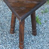 Pair of triangular turned wood stools or harnesses