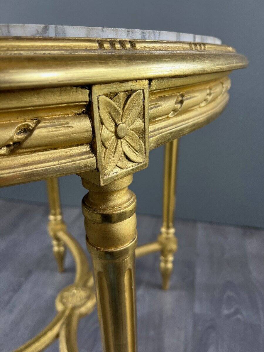 Louis XVI Style Gilded Wood Gueridon Table, 19th Century