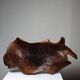Large monoxyl bowl in dark raw olive wood from the 50s