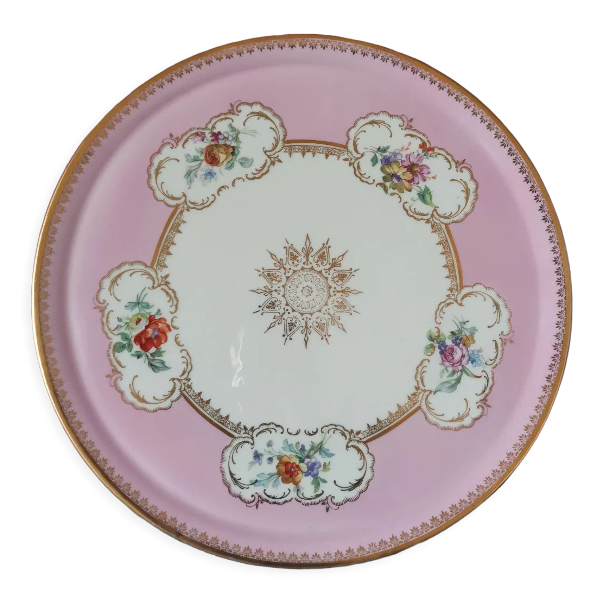 Pink and golden dish Limoges