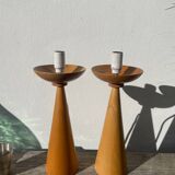 Pair of Scandinavian wooden lamps, 1980s
