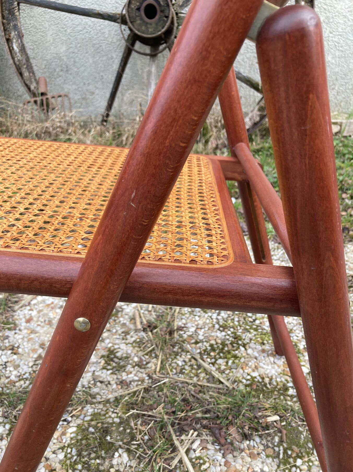 Pair of Italian folding chairs in vintage canning