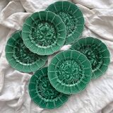 6 earthenware dessert plates in slip with vine leaves Sarreguemines