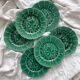 6 Sarreguemines earthenware dessert plates in slipware with vine leaf design