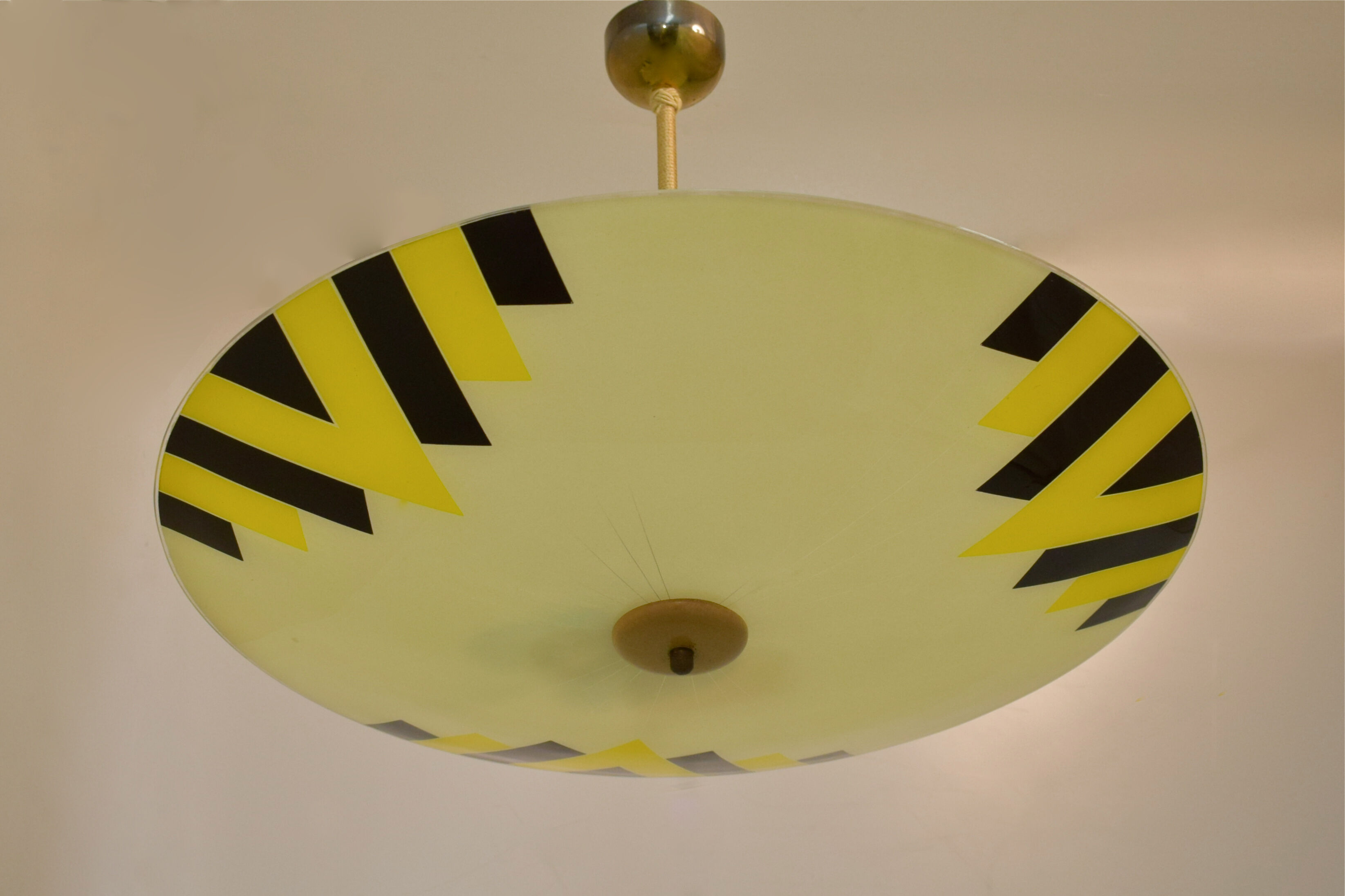 Vintage colour-patterned glass pendant light